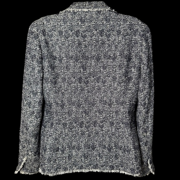 Talbots Blazer Navy White Tweed Fringe Preppy Career Size 6 - Picture 4 of 6